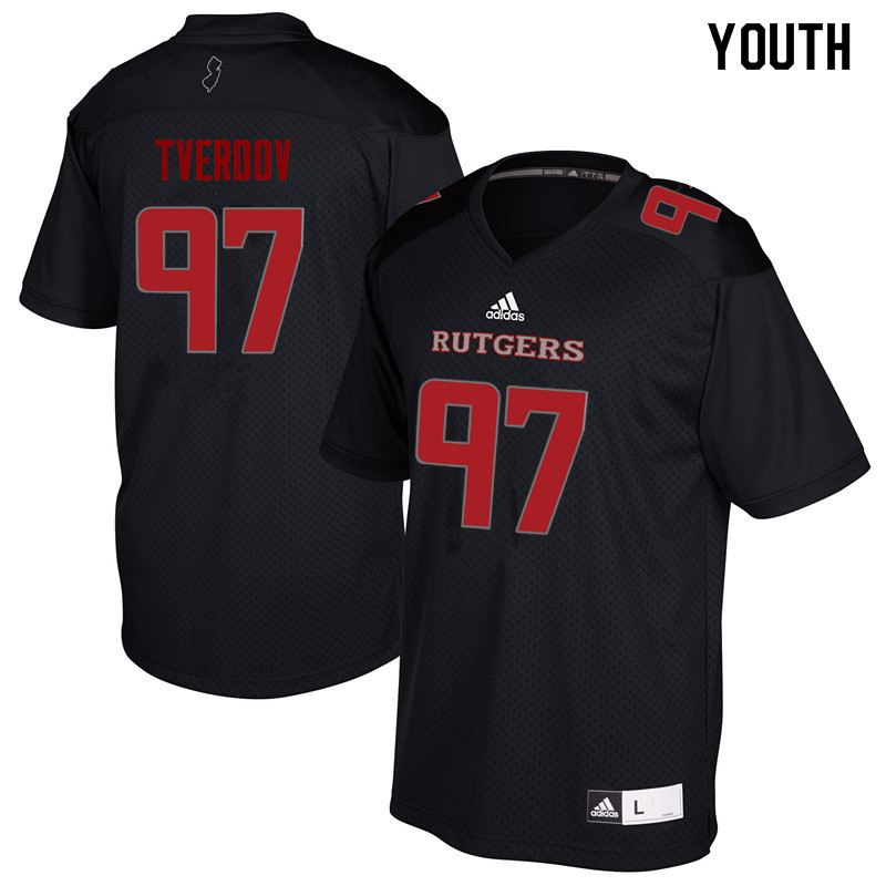 Youth #97 Mike Tverdov Rutgers Scarlet Knights College Football Jerseys Sale-Black